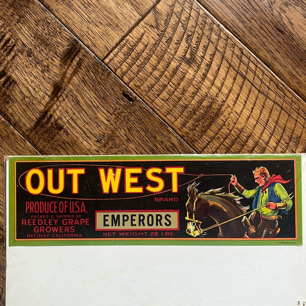 Vintage Out West crate label